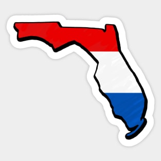 Red, White, and Blue Florida Outline Sticker